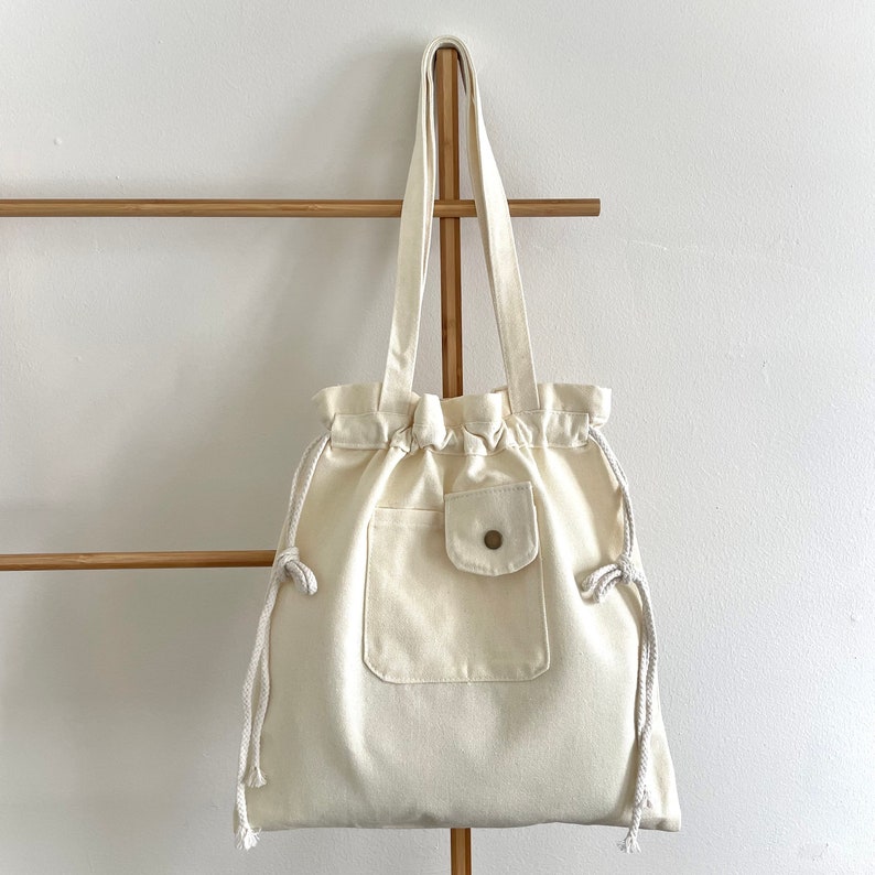 Drawstring Tote Bag With Pocket Cute Tote Bag Bag for - Etsy