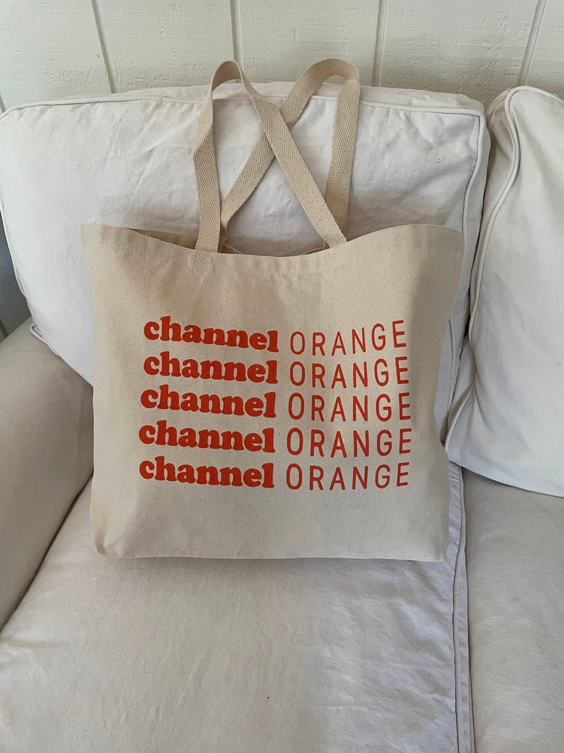 Frank Ocean Channel Orange Tote Bag (Vintage Look) pullover sweatshirt Moon River Blonde Channel Orange nostalgia ultra merch hip hop vinyl 