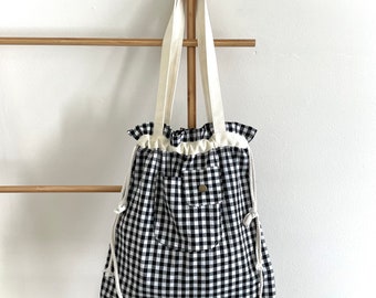   Drawstring Tote Bag トートバッグ 4K3159G Drawstring Tote Bag With Pocket | Cute Tote Bag | Bag for