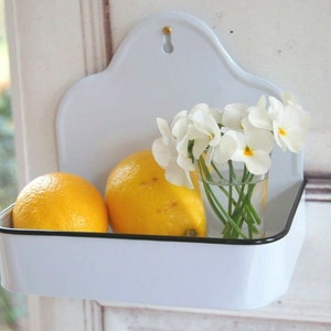 Country house wall bowl, shelf, kitchen helper THEO in enamel look, vintage shabby