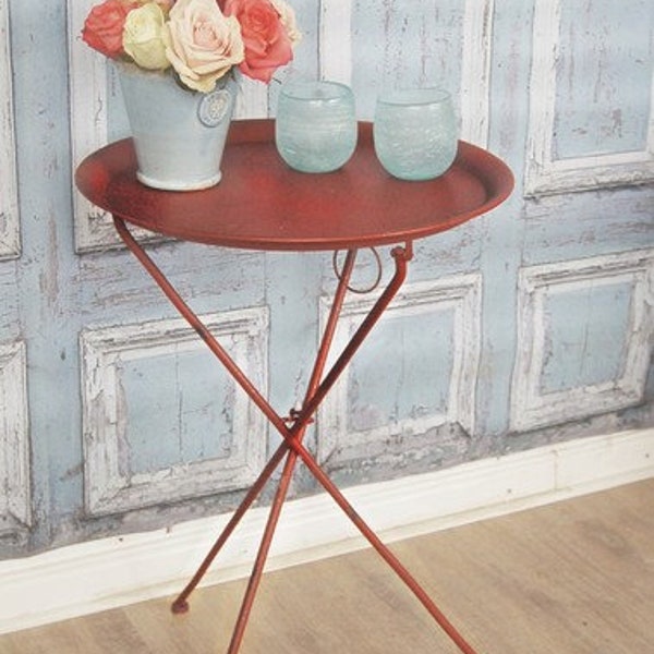 Side table ROUGE vintage metal folding table round