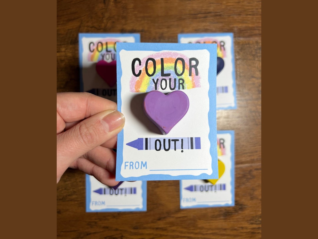 Color Your Heart Out Crayon Valentine's Day Class Pack Party Favor