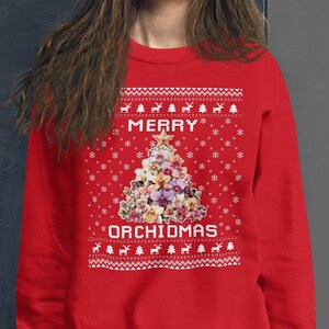 Orchid Ugly Christmas Sweater, Orchid Lover Xmas Sweatshirt, Orchid Christmas Gift, Merry Orchidmas, Orchid Lady Jumper Holiday Gift