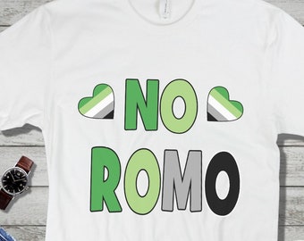 Aromantic NO ROMO  Aro Shirt Gift Idea Present Funny Cute Heart Flag Pride Color T-Shirt