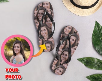 Custom Face Photo Flip-Flops, Personalized Picture Flip Flops, Groom Gift, Best Friend Gift, Custom Birthday, Bride Party