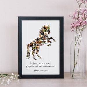 Custom Horse Photo Collage Wall Art, Personalized Horse Owner Gift, Horse Remembrance Picture Home Decor, Deceased Horse Framed Poster Print image 1