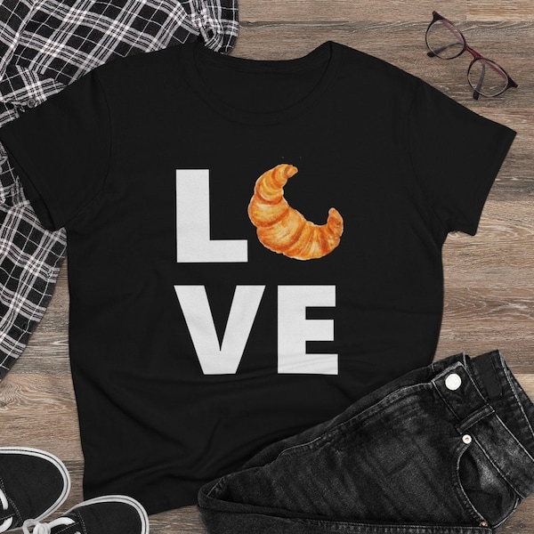 Croissant Liebhaber Shirt, französische Küche T-Shirt, französisches Gebäck Geschenk, Crescent Roll, französische Bäckerei, Baker Shirt für Sie, Geschenk