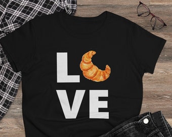 Croissant Lover Shirt, French Cuisine T-Shirt, French Pastry Gift, Crescent Roll, French Bakery, Baker Shirt for Her, Gift