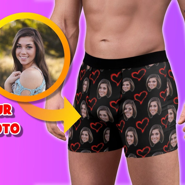 Custom Boxers with Face, Personalized Face Photo Underwear for Him, Face on Men's Underwear, Customized Boxer Briefs, Valentine's Day Boxers