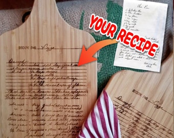 Recipe on Cutting Board, Custom Cutting Board with Grandma's Recipe, Engraved Chopping Board, Personalized Handwritten Recipe Wooden Board