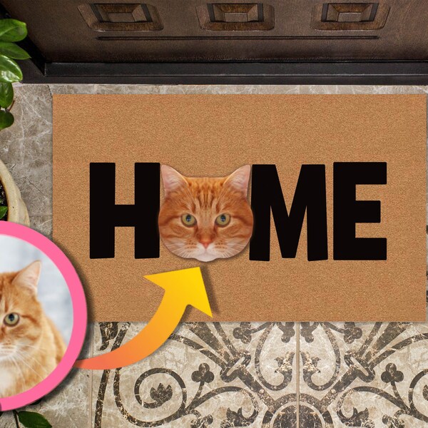 Custom Photo Doormat Cat Etsy