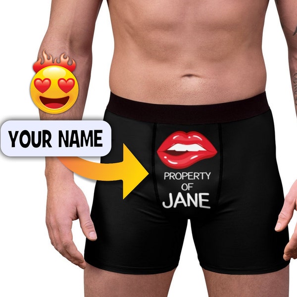 Property of Custom Men's Boxer, Personalized Boyfriend's Briefs, Unique Naughty Valentine's Day Gift for Him, Husband Funny Underwear Gift