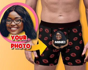 Valentine’s Day Gift, Mens Underwear with Face, Personalised Boxers, Face Boxer Briefs, Funny Underwear with Face and Hands, Mine Boxers