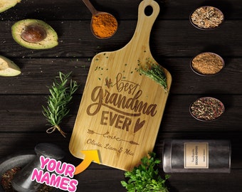 Personalized Grandma Cutting Board, Chopping Board gift for Granny, Grandmother Mother's Day Gift from Grandkids, Custom Nanna Kitchen Board