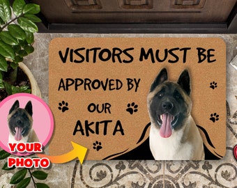 Personalized American Akita Doormat, Custom Akita Owner Welcome Mat, Housewarming Gift, Closing Gift for Akita Dog Mom, Pet Spring Decor