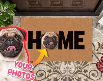 Custom Dog Photo Welcome Doormat, Home Mat with Dog's Picture, Personalized Pet Housewarming Gift for Dog Owners, Dog Gift