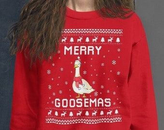 Goose Ugly Christmas Sweater, Goose Xmas Sweatshirt, Goose Christmas Gift, Merry Goosemas, Goose Jumper Holiday Gift, Geese Xmas Gift 2024