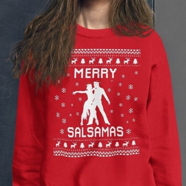 Salsa Dance Ugly Christmas Sweater, Salsa Dance Lover Xmas Sweatshirt, Salsa Dance Christmas Gift, Holiday Gift for Salsa Dance Lovers
