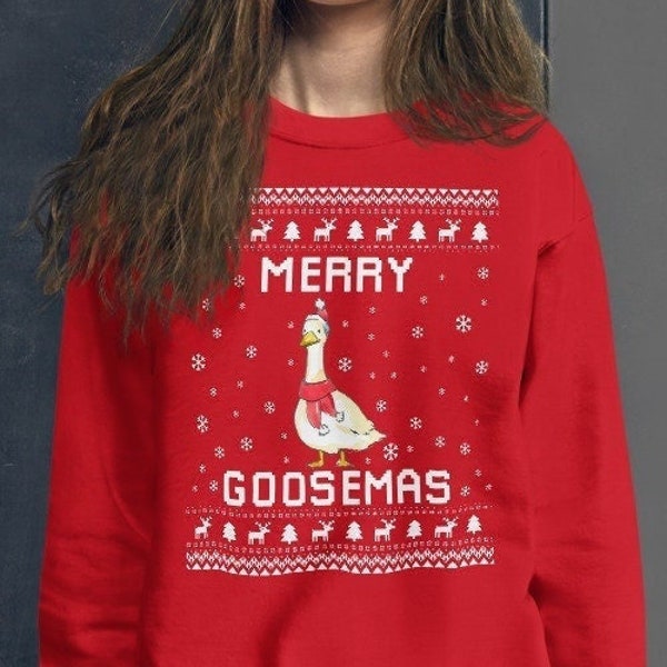 Goose Ugly Christmas Sweater, Goose Xmas Sweatshirt, Goose Christmas Gift, Merry Goosemas, Goose Jumper Holiday Gift, Geese Xmas Gift 2024