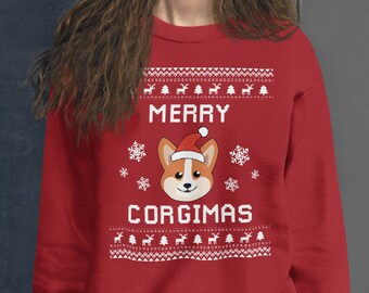Corgi Christmas Sweater, Welsh Corgi Ugly Xmas Sweatshirt, Pembroke Corgi Christmas Gift, Merry Corgimas, Corgis Jumper Gift, Winter 2024