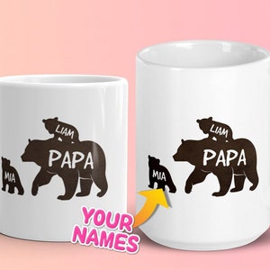 Custom Papa Bear Mug, Personalized Mug for Father's Day, Daddy Bear with Cubs, Dad Coffee Mug, Father Mug with Kids Names, Bear Family Cups