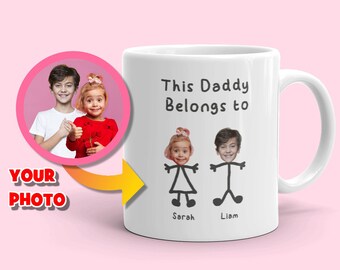 Father's Day Gift, This Daddy Belongs to Coffee Mug, Dad Birthday Gift Idea, Custom Kids Photo Mug, Personalized Dad Mug for Father's Day