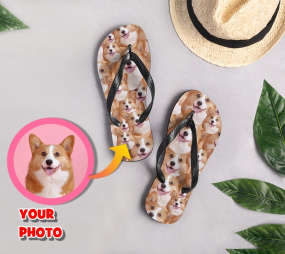 Custom Dog Face Image Flip Flops Dog Owner Summer Gift Dog Lover Personalized Custom Pet Photo Dog Flip flops Thongs Etsy