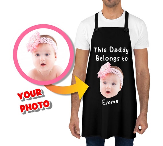 Delantal negro personalizado para el Día del Padre con foto y