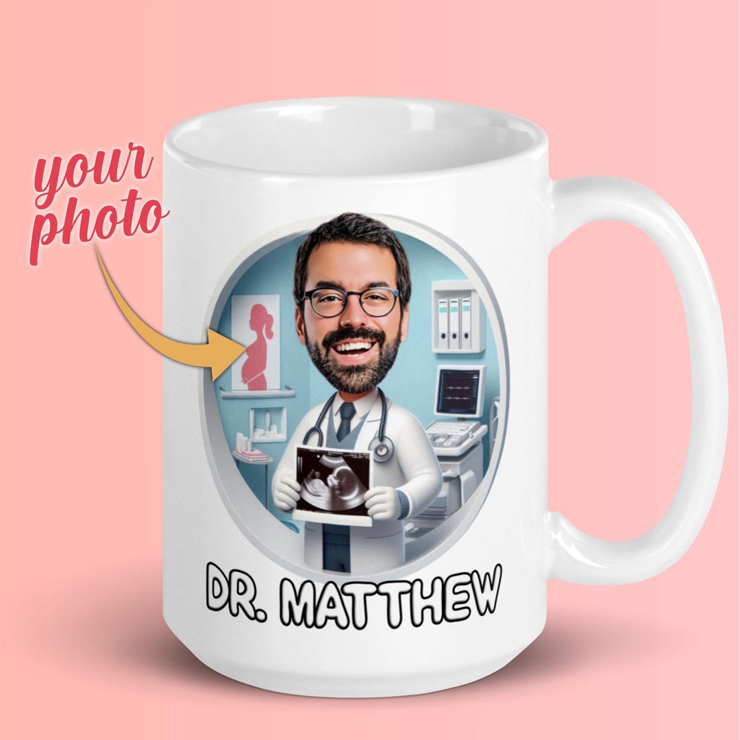 Personalized Obstetrician Caricature Mug, Custom OB-GYN Cartoon Mug ...