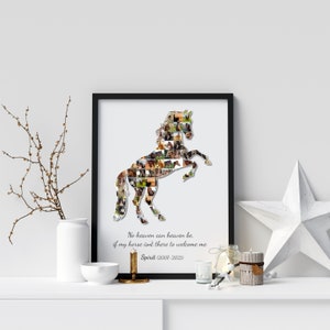 Custom Horse Photo Collage Wall Art, Personalized Horse Owner Gift, Horse Remembrance Picture Home Decor, Deceased Horse Framed Poster Print image 2