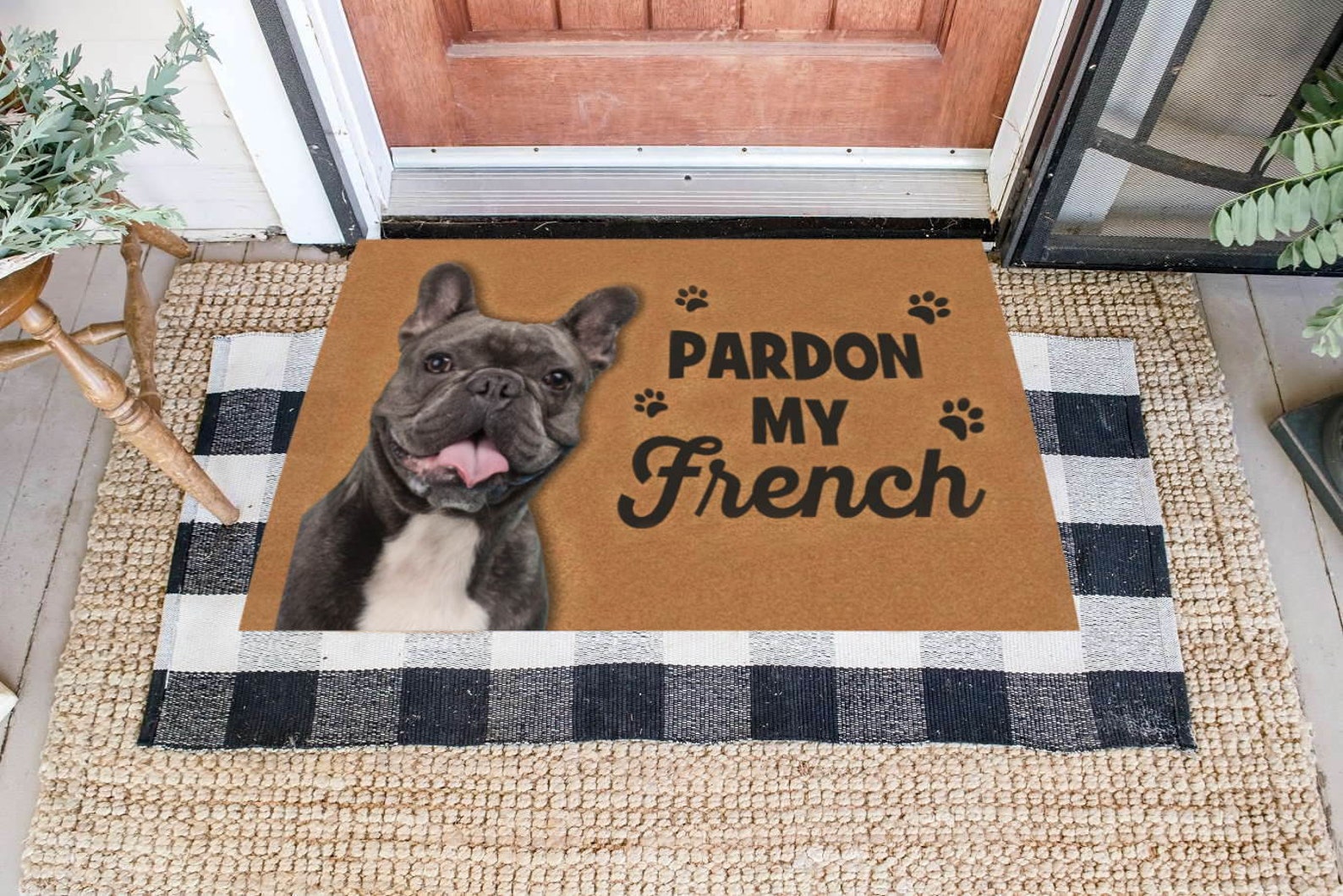 Custom French Bulldog Doormat Pardon My French Doormat With Etsy