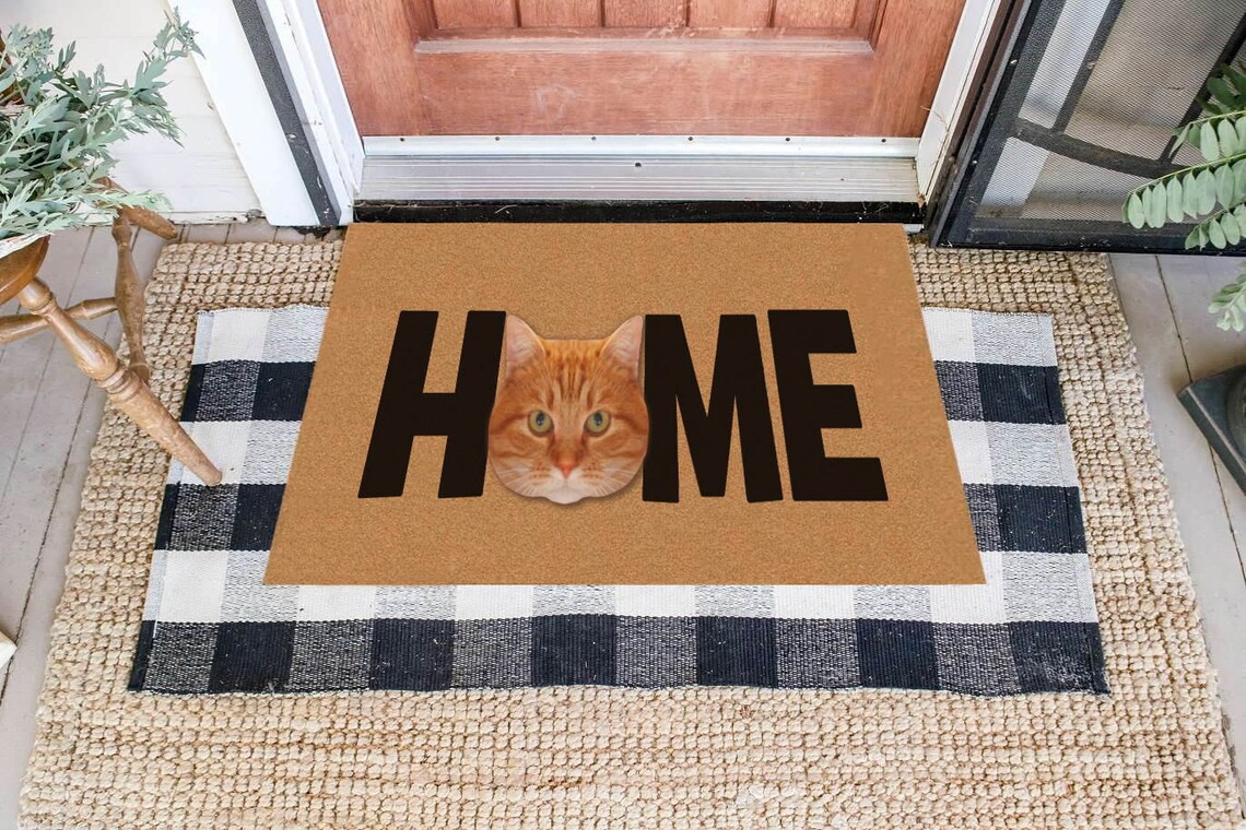 Custom Cat Photo Doormat Personalized Doormat With Cats Etsy