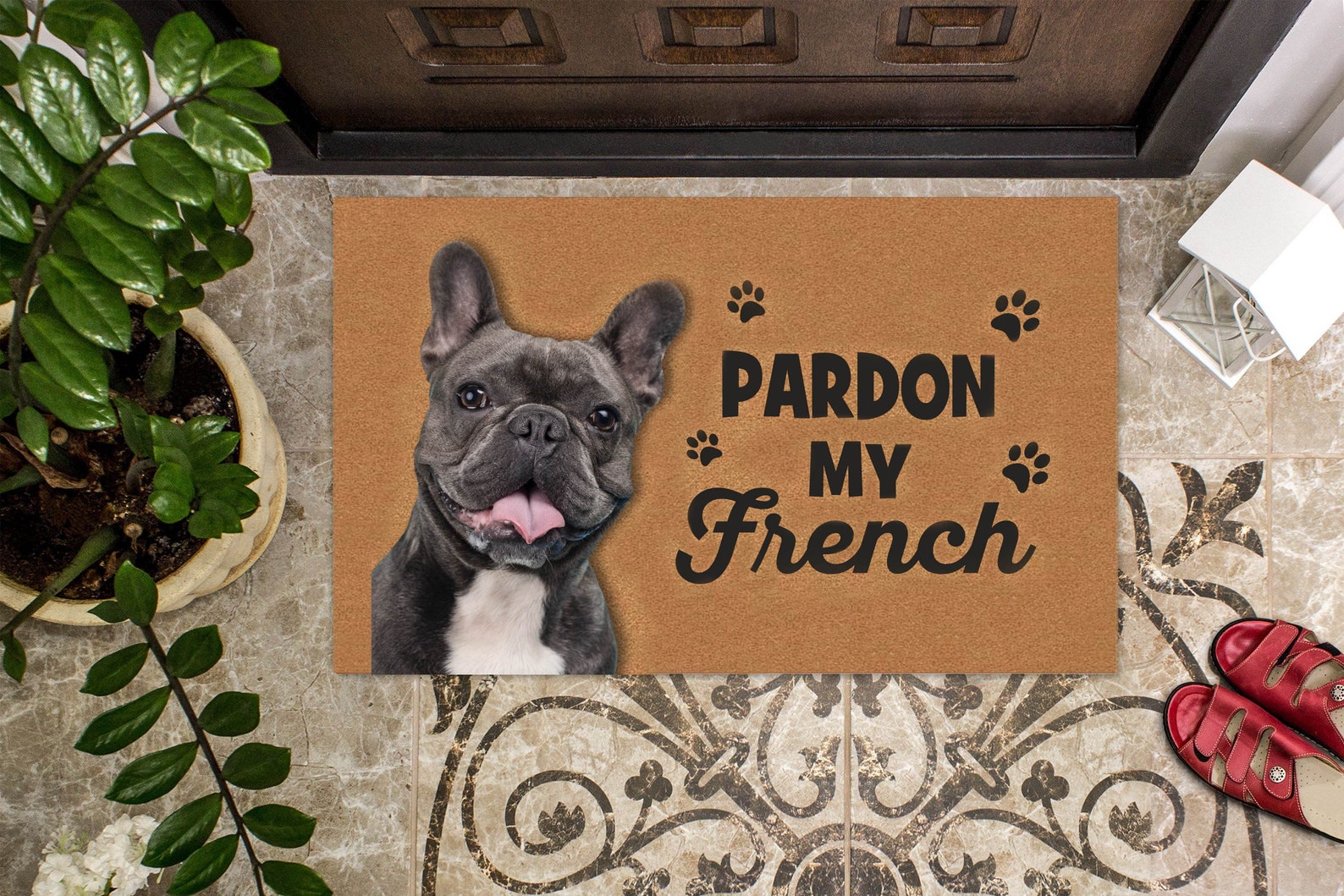 Custom French Bulldog Doormat Pardon My French Doormat With Etsy