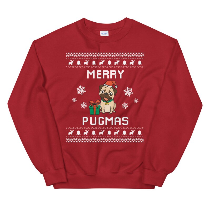 Pug Christmas Sweater Pug Ugly Xmas Sweatshirt Pugs Etsy