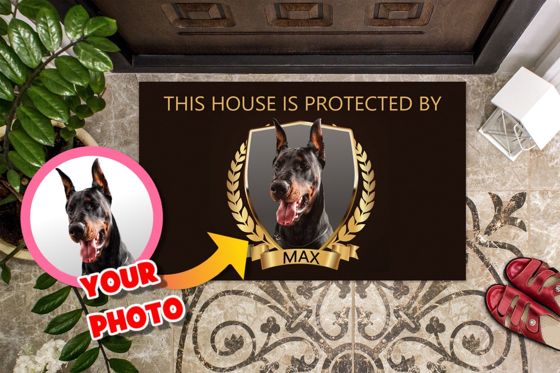 Personalized Dobermann Doormat Custom Doberman Pinscher Photo Etsy