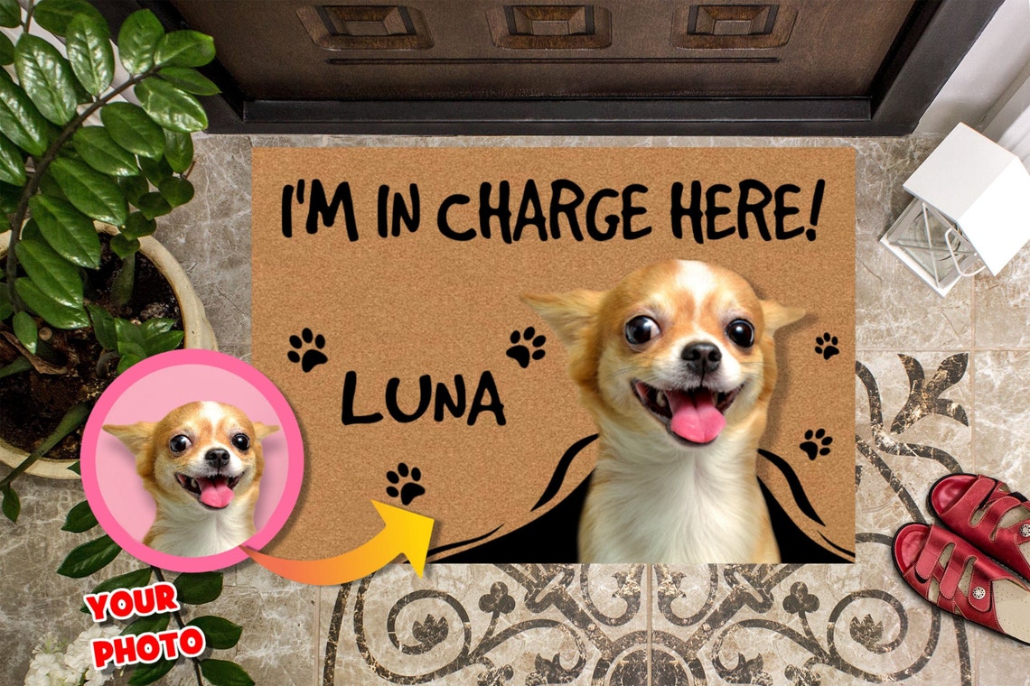 Funny Personalized Dog Welcome Mat Custom Gift for Dog image 1