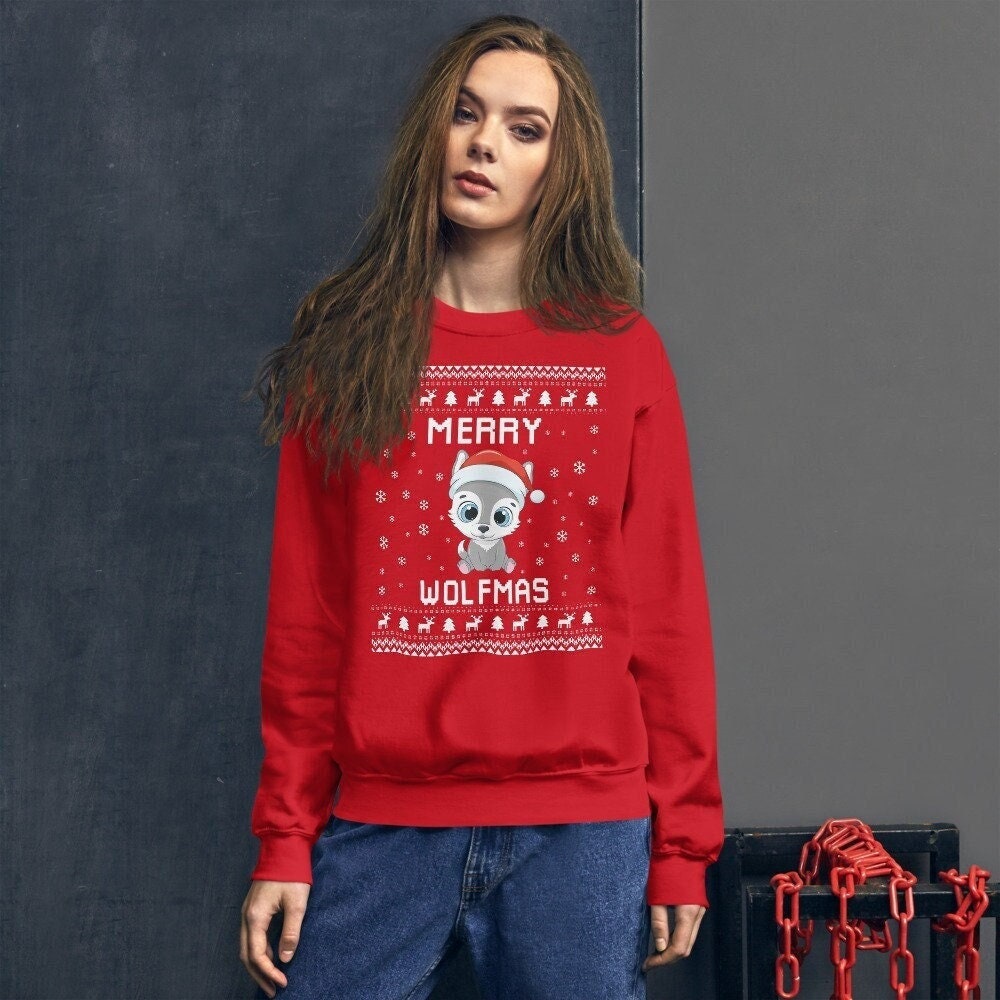 Wolf Ugly Christmas Sweater Wolf Xmas 