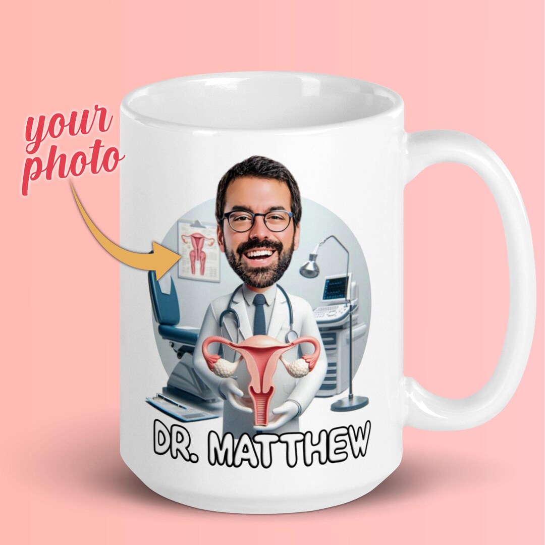Personalized Gynecologist Caricature Mug, Custom OB-GYN Photo Cartoon ...