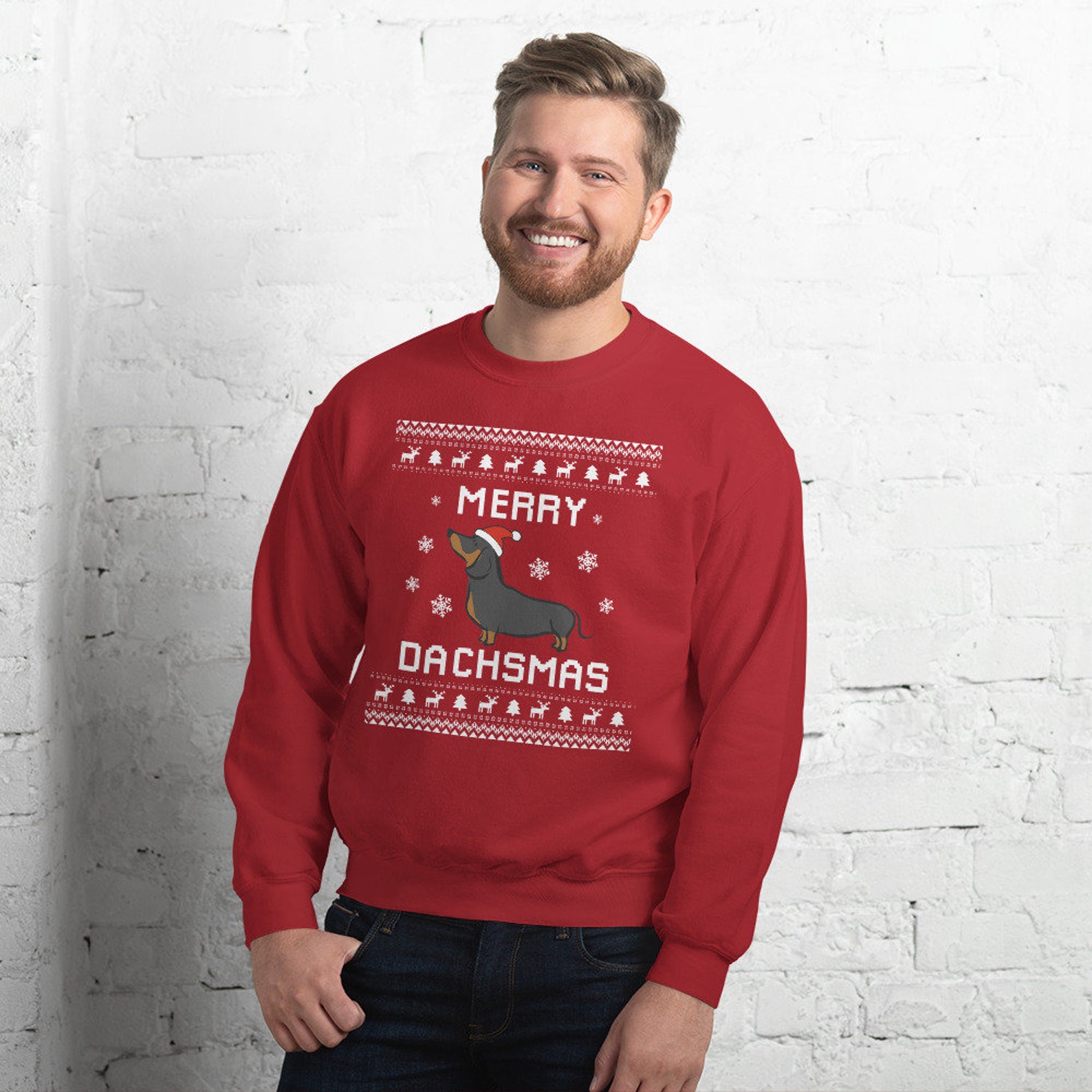 Dachshund Christmas Sweater Dachshund Ugly Xmas Sweatshirt Etsy