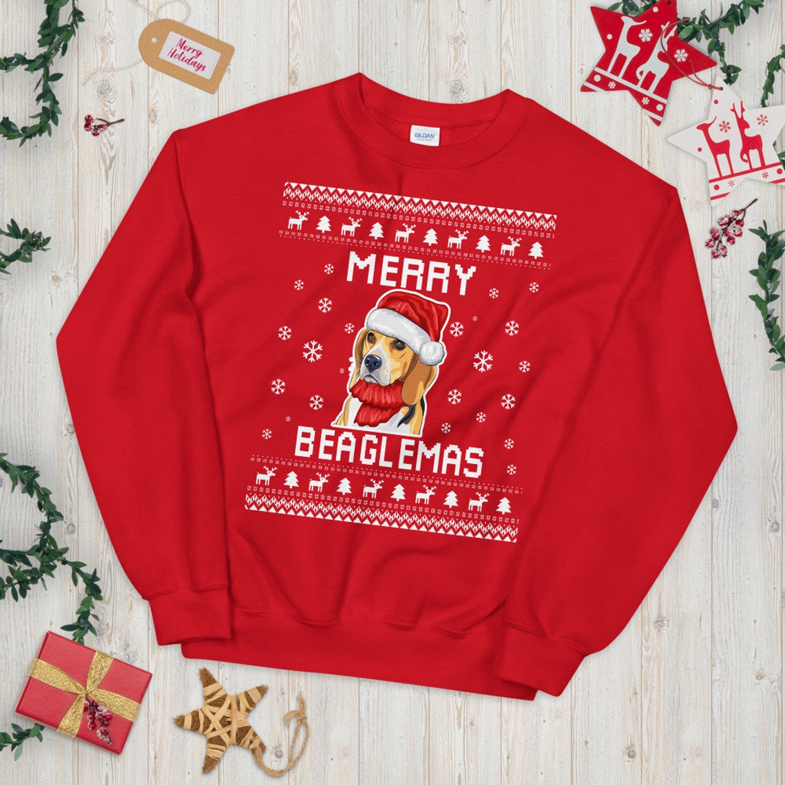 Beagle Christmas Sweater Beagle Dog Ugly Xmas Sweatshirt Etsy