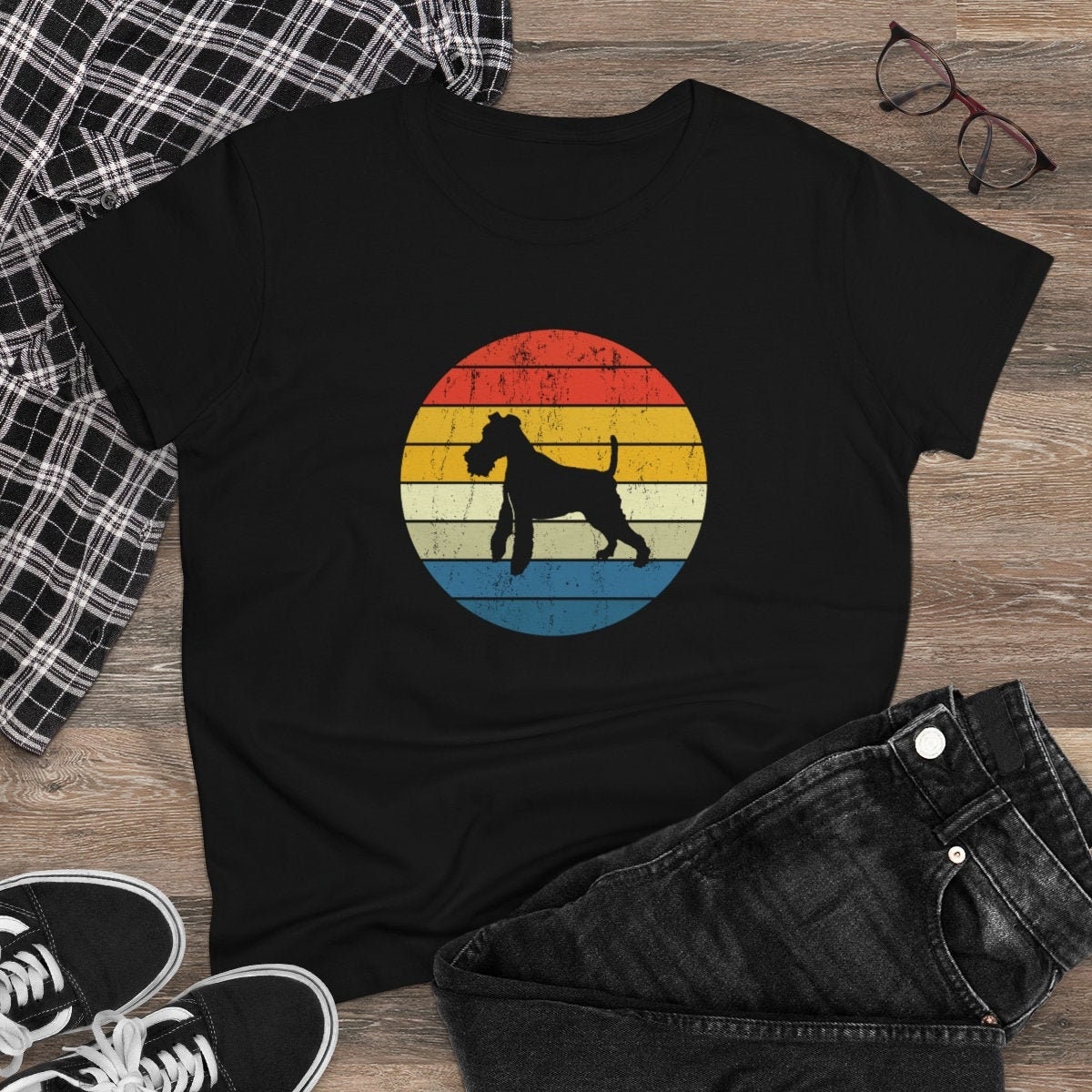 Fox Terrier Vintage T-Shirt, Retro Smooth Fox Terrier Sunset Silhouette Tee, Wire Fox Terrier Dad Owner Gift, Fox Terrier Kid's Shirt