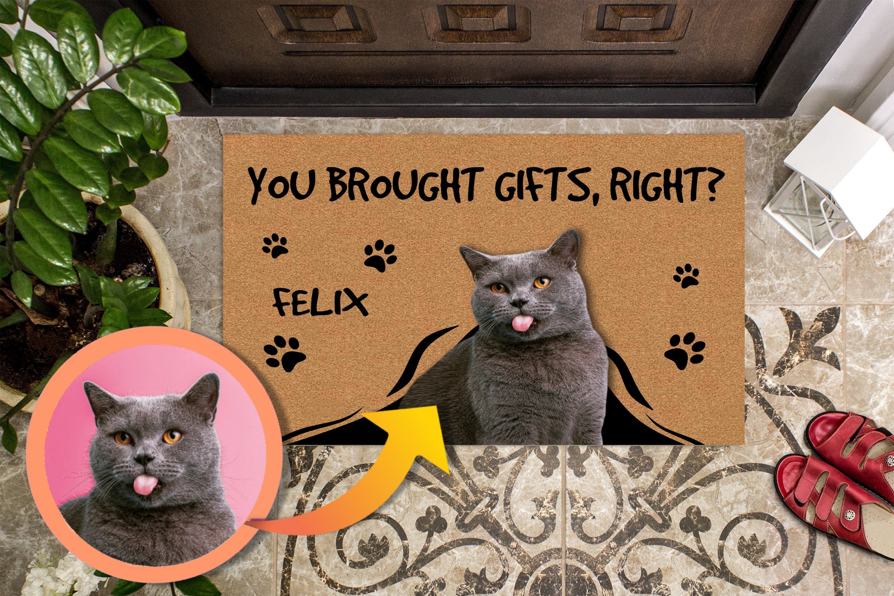 Custom Cat Face on Doormat Personalized Gift for Cat Owners Etsy