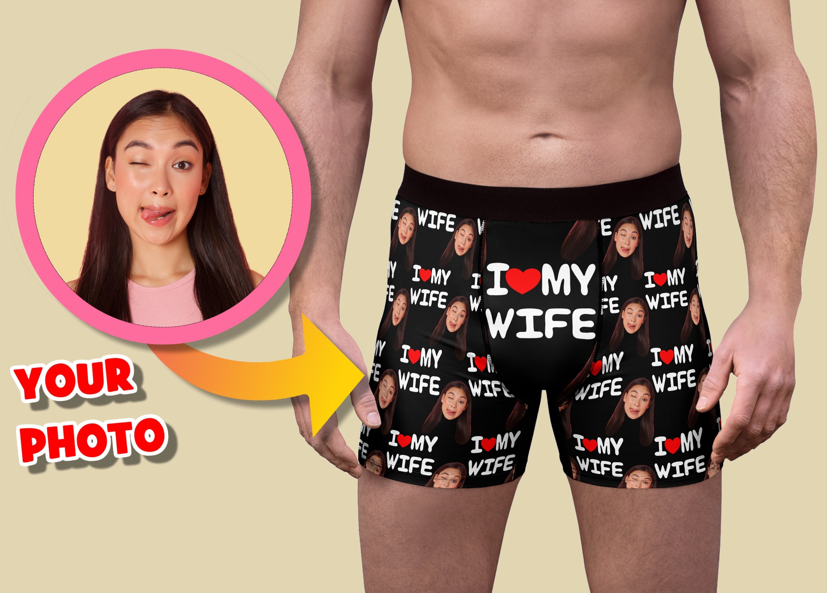 I Love My Wife/Girlfriend/Honey - Personalized Husband And Wife Men’s Boxer  Briefs