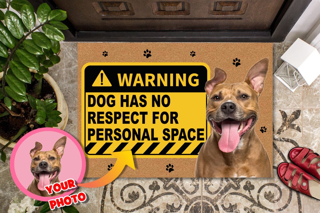 Dog Warning Sign Doormat, Dogs Alert Mat, Funny Beware Dog