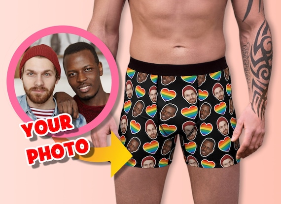 Personalized Gay Wedding Boxer Briefs, Custom Gay Photo Underwear
