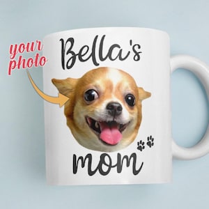 Custom Dog Photo Mother's Day Mug, Personalized Dog Mom Gift, Dog's Face Picture Mug, Dog Owner Birthday Gift, Pet Lover Gift Idea