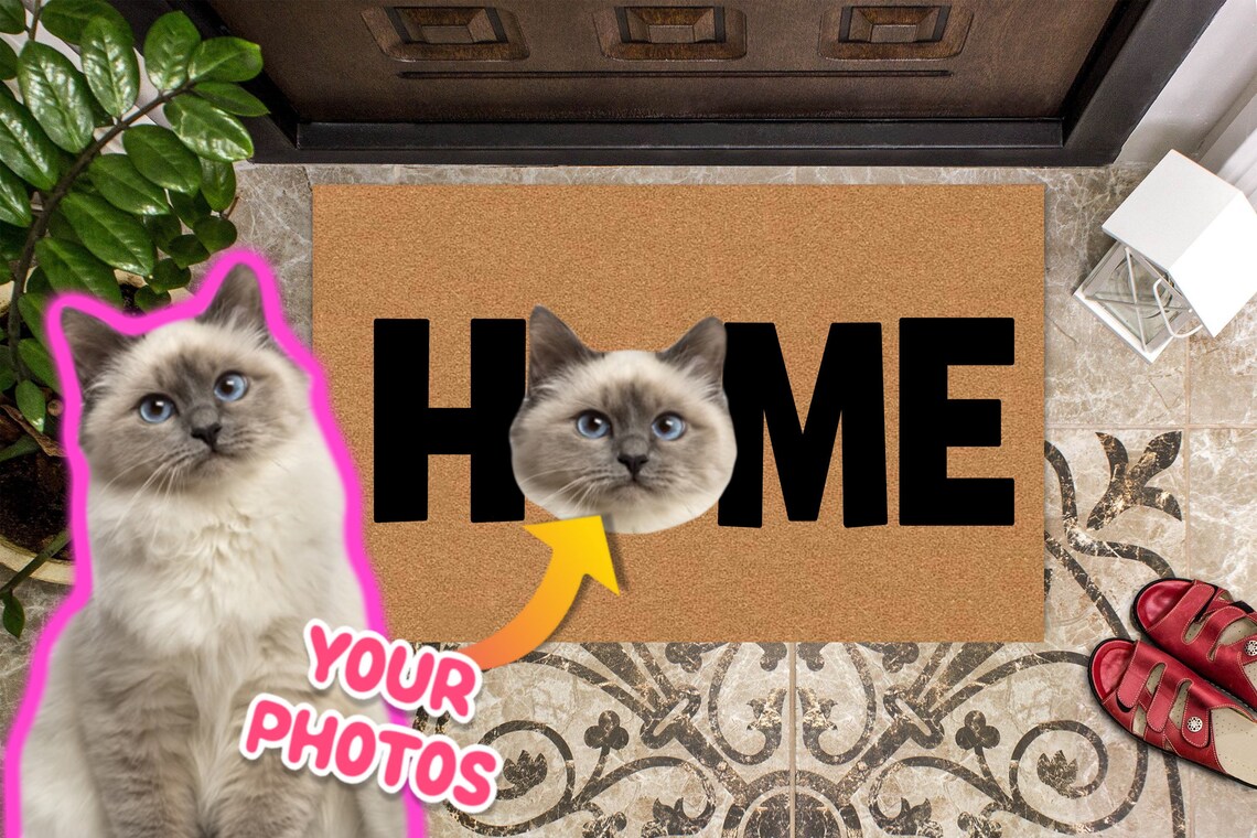 Custom Cat Photo Doormat Personalized Doormat With Cats Etsy
