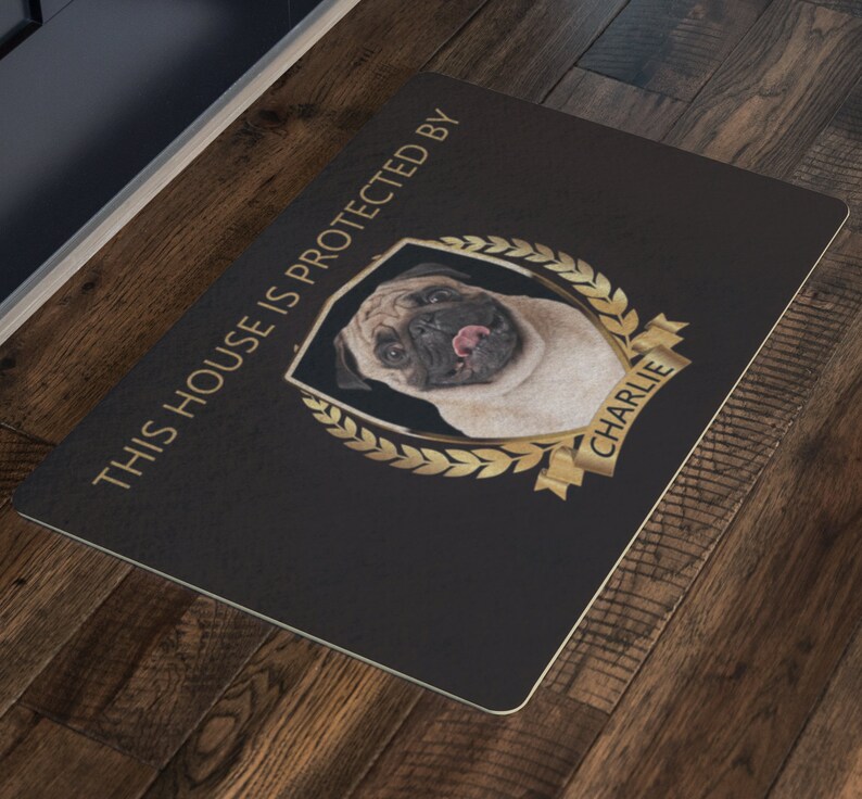 Personalized Pug Doormat This House is protected by Pug Dog Etsy
