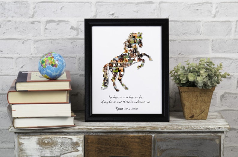 Custom Horse Photo Collage Wall Art, Personalized Horse Owner Gift, Horse Remembrance Picture Home Decor, Deceased Horse Framed Poster Print image 4
