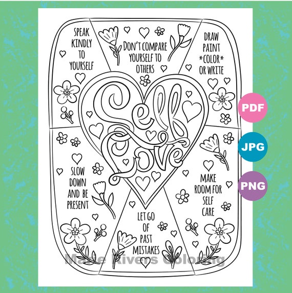 Self Love Women S Empowerment Self Care Inspirational Coloring Pages Illustrated Quotes Coloring Book Art Downloadable Art